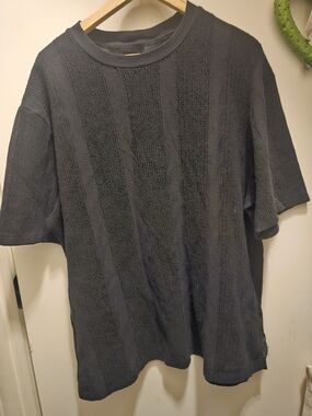 Cactus Man By Ricky Singh Men's XL BLK Vertical Stripe Textured Knit Crew Neck